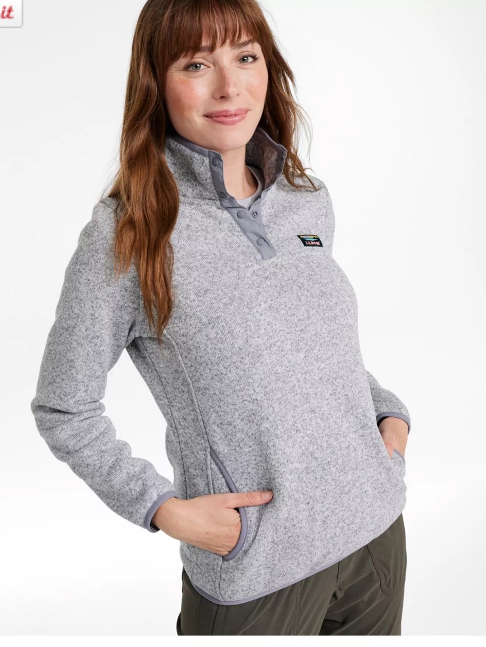 L.L.Bean Sweater Fleece Pullover pewter medium